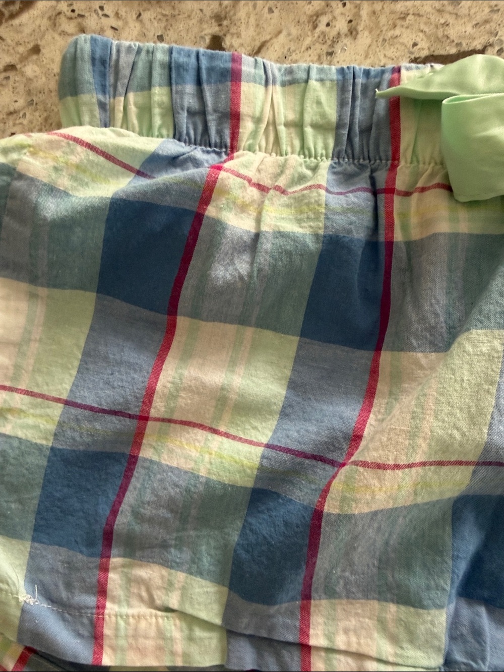 Old Navy Plaid Cotton Lounge Shorts in Blue and Mint - Picture 6 of 6